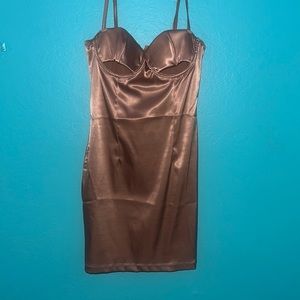 Metallic beige slip dress